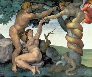 Sixtinische Kapelle Decke (1508-12): Der Sündenfall, 1510 (nach der Restaurierung) (Detail)